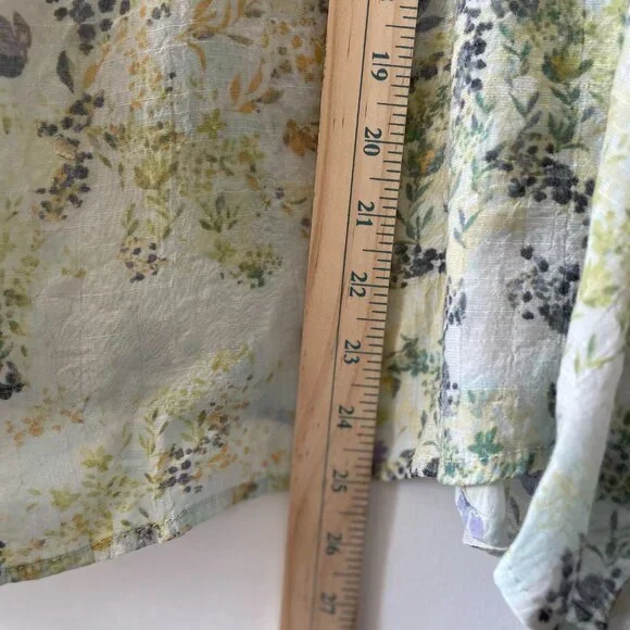 Zac & Rachel Womens Ivory Ruffle Trim Floral Print Preppy Blouse Top Size 3X - Picture 6 of 9